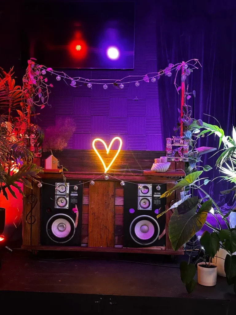 Common Room stage and speakers
